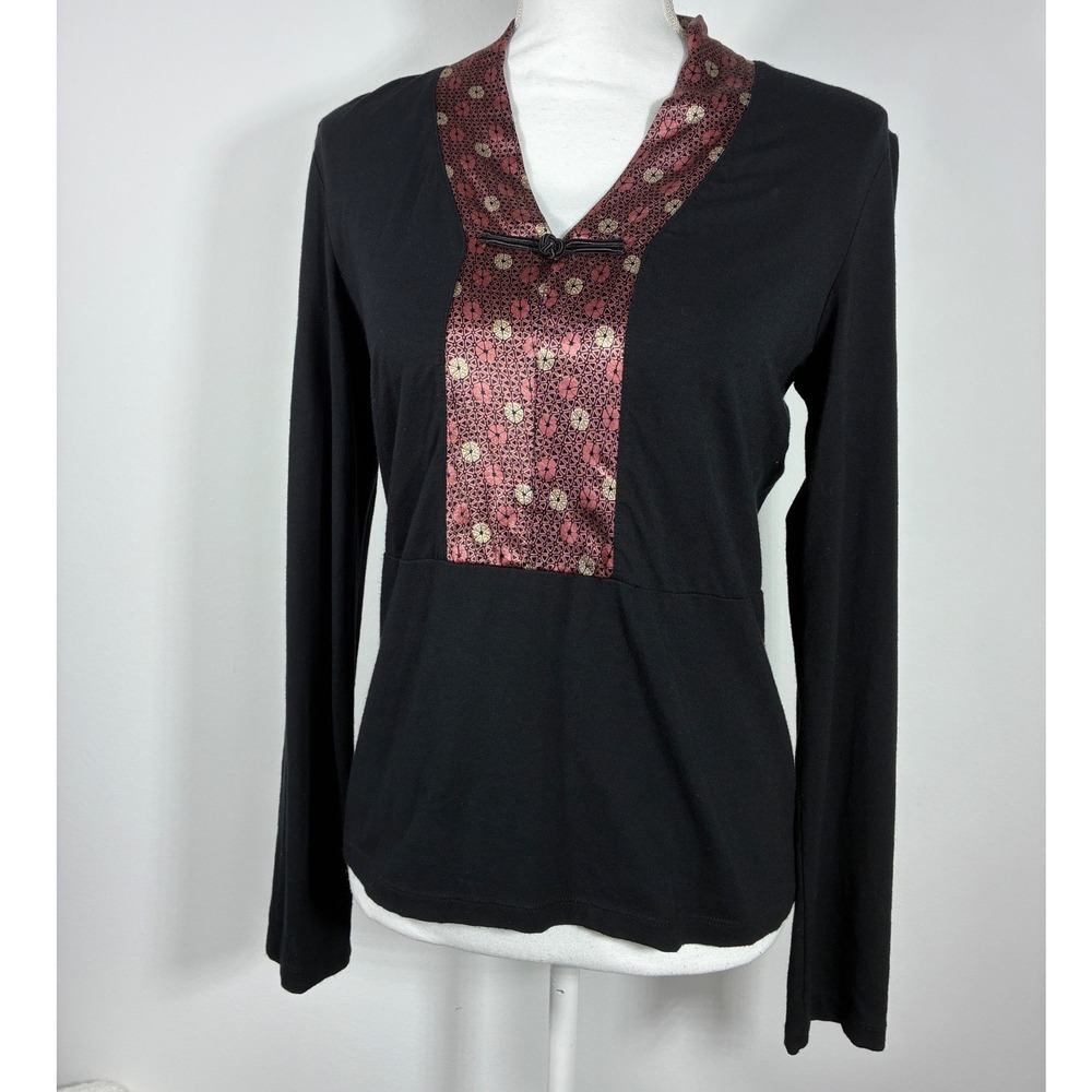 J. Jill Top Womens Small Black Asian Inspired Stretch